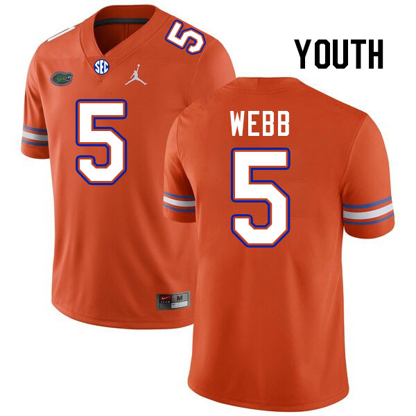 Youth #5 Treyaun Webb Florida Gators College Football Jerseys Stitched-Orange